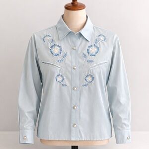 Napoleon Dynamite Pedro Shirt Adult Small Western Snap Button Embroidered Blue